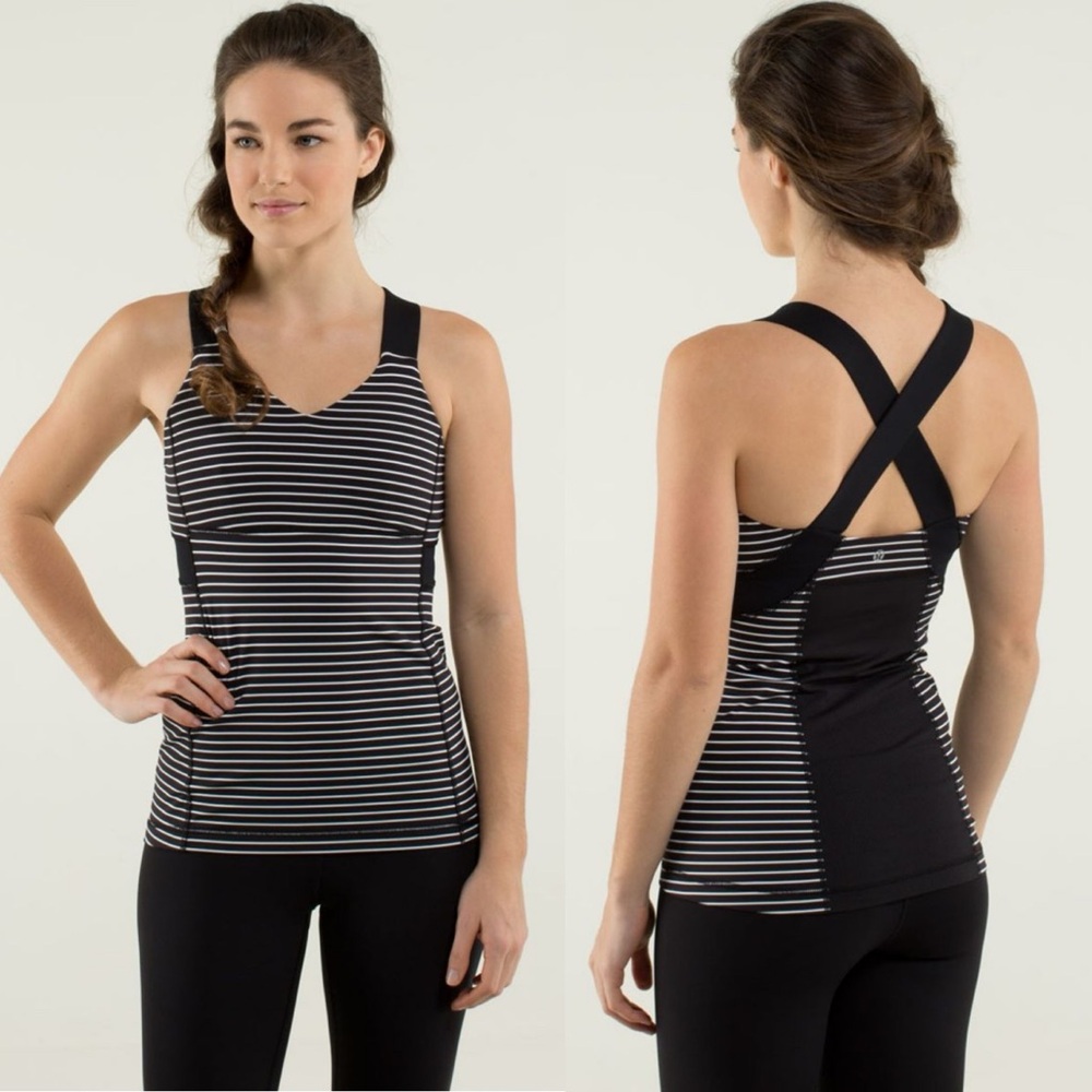 LULULEMON Push Ur Limits Tank Parallel Stripe Black/White